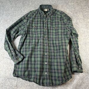 Duluth Trading Co Flannel Shirt XLT Button Down Green Plaid Cotton Outdoor